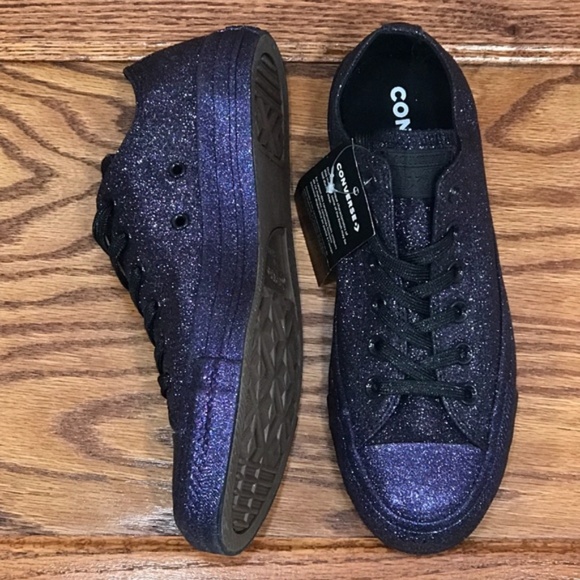 Converse CTAS Ox Low Top Purple Black Glitter Shoes - Picture 3 of 7